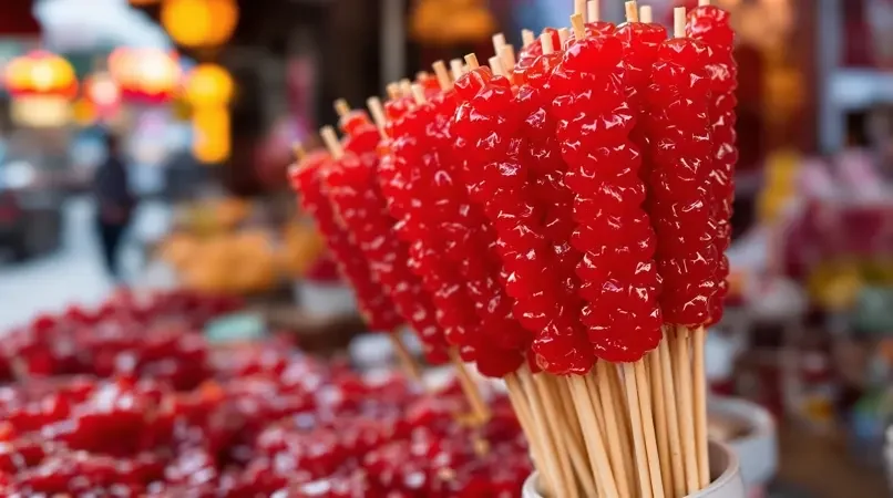 巷口糖葫芦，记忆里的甜蜜 - 蓝光影院美食短视频封面