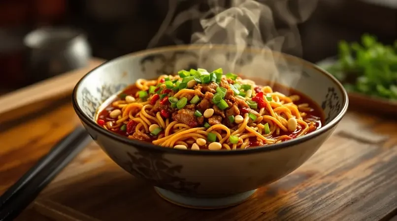 重庆小面的麻辣诱惑，越吃越上瘾 - 蓝光影院美食短视频封面